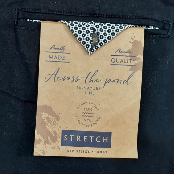 Across the Pond Signature Chino Pant Mens 38x30 Slim Fit Stretch Black NWT New - Picture 4 of 13